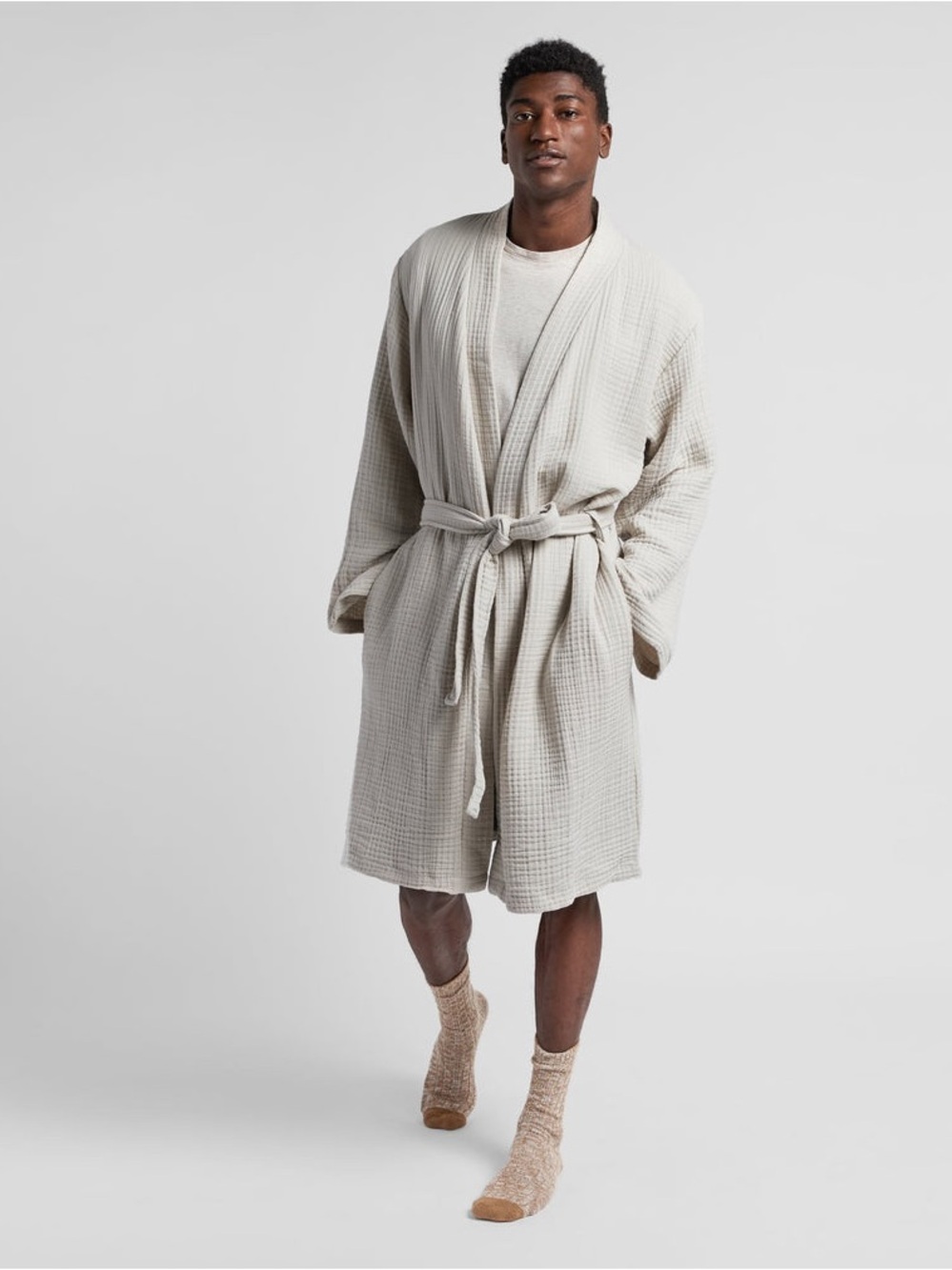 Gauze Bathrobe in Bone